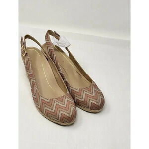 Vionic Aruba Coralina dusty pink Chevron Espadrille Wedge Comfort Shoes size 10